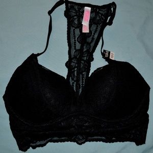 PINK Black lace Bralette